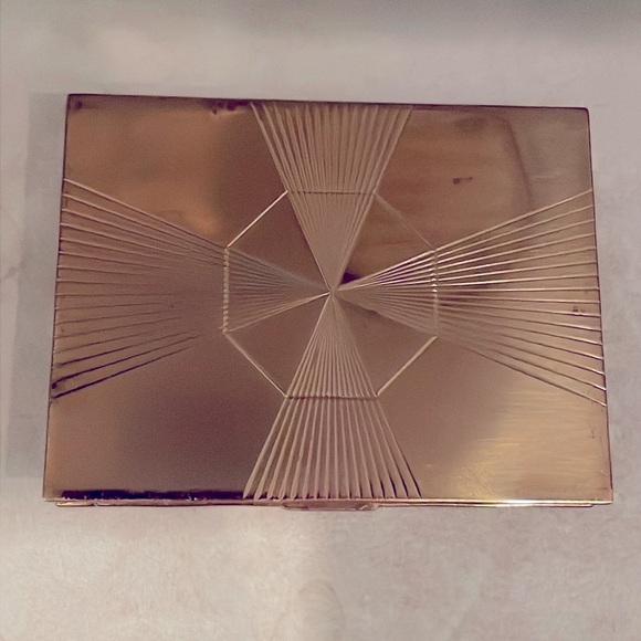 Vintage Volupte Compact Case Mirror Gold Tone Geometric Design Circa 1950’s EUC - Picture 15 of 15